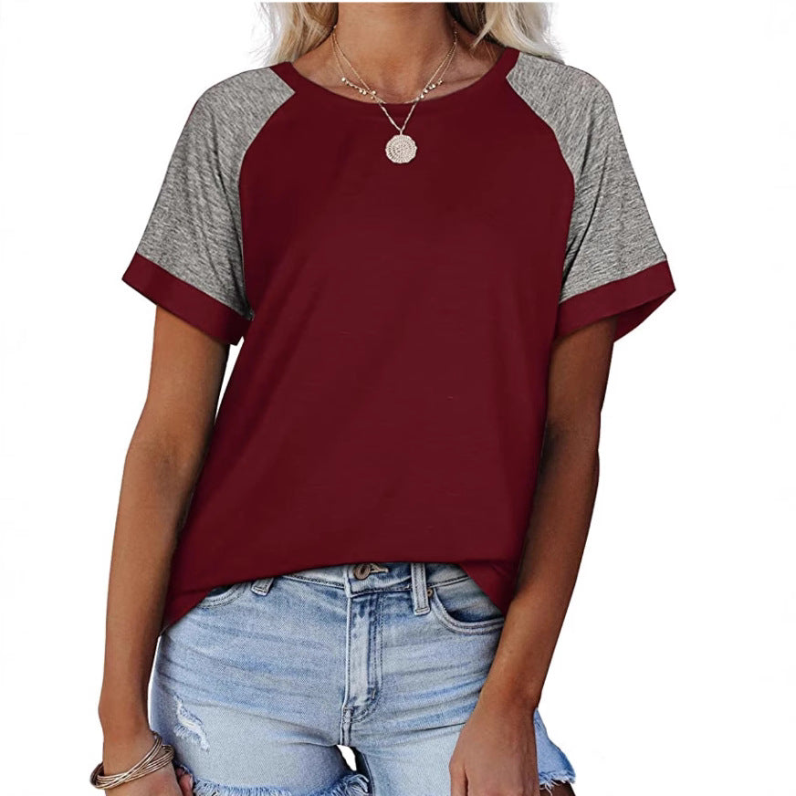 Women's Summer Solid Color Loose Round Neck Women's T-shirt