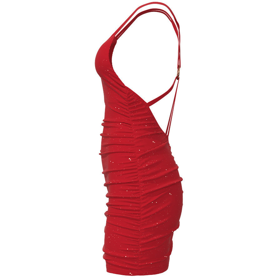 Women's Sexy Backless Dress Solid Color Sheath Skirts