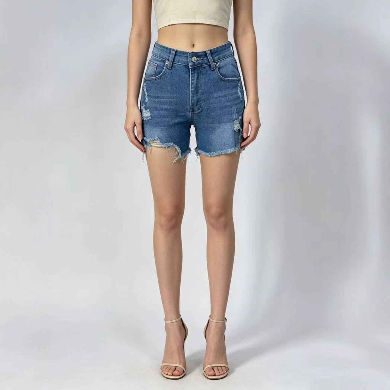 Women's Sexy Hot High Waist Wash Worn Burrs Slimming Jeans