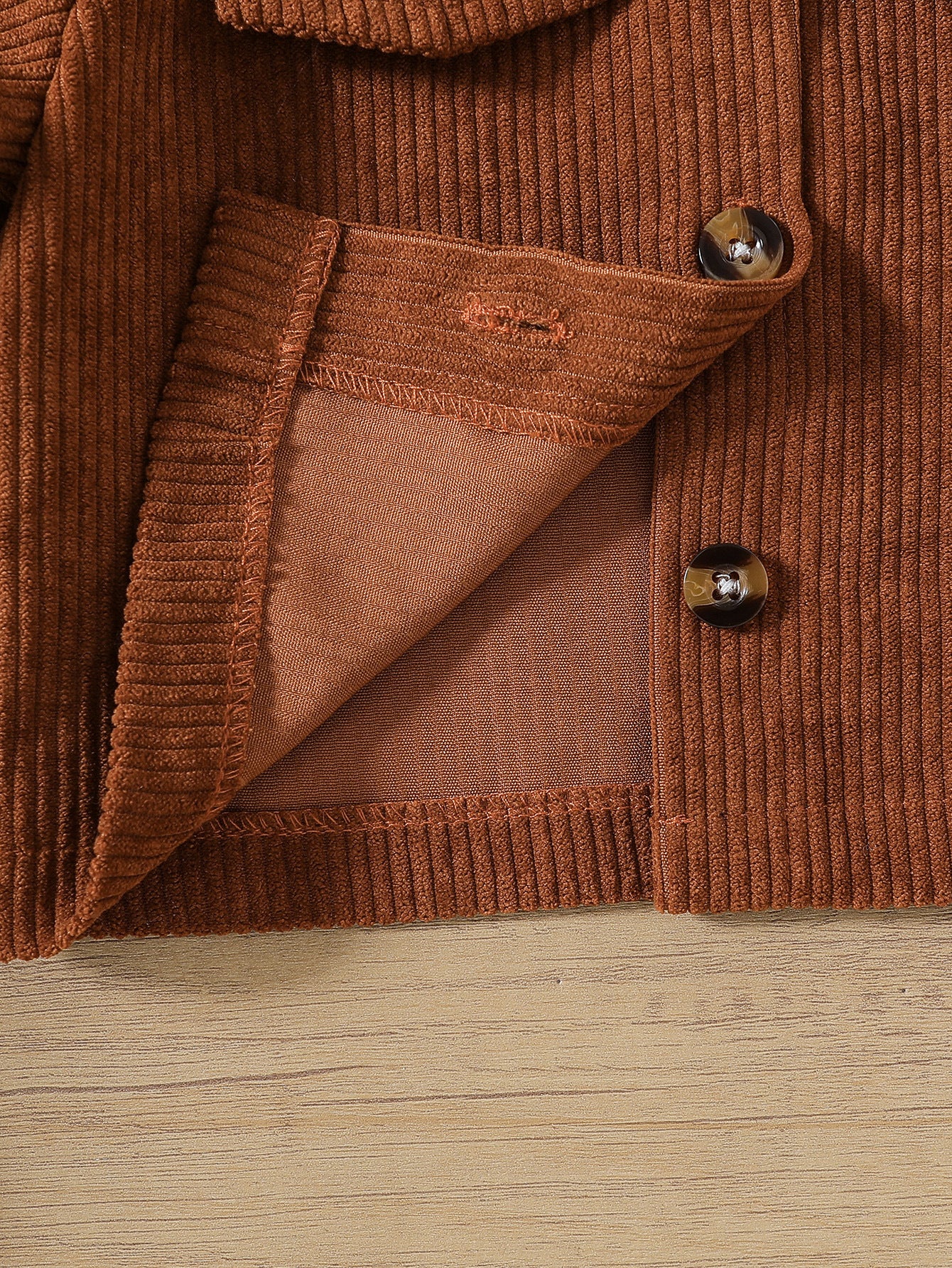 Set Faux Pocket Lapel Corduroy Long Sleeve Coat Vest Children's Suit