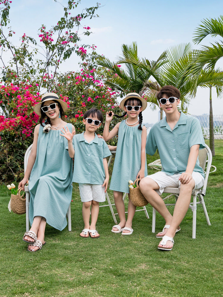Dress French Style Mori Pleated Sleeveless Idle Loose Vest Long Parent-child Outfit