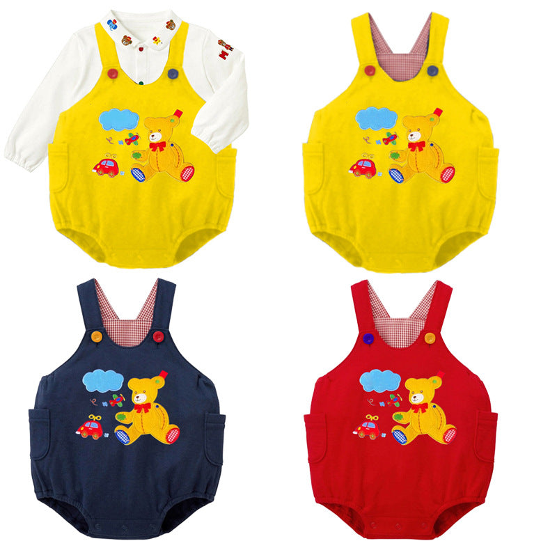 Cartoon Bear Car Aircraft Embroidery Chicken Children's Pants