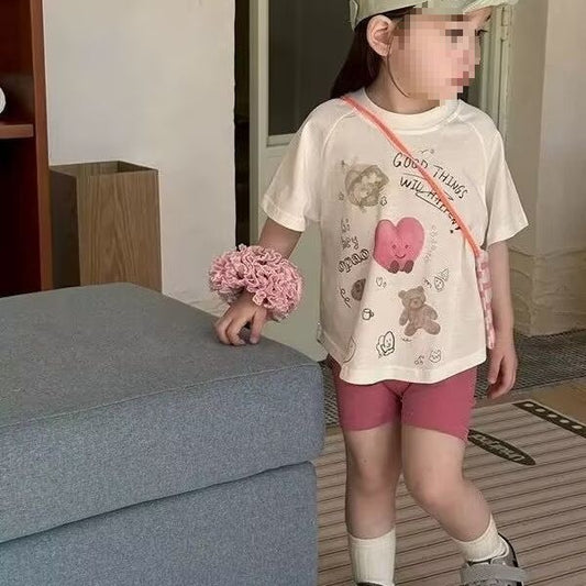 Children's Clothing Short-sleeved Shirt Cropped Pants Two-piece T-shirt Children's Suit