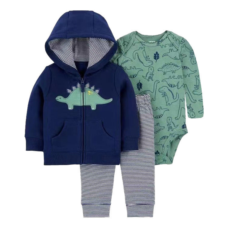 Women's & Men's Clothing Sweater Jacket Hooded Long-sleeved Romper Three-piece Children's Suit