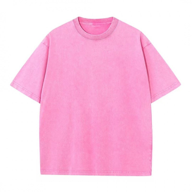 Women's & Men's Summer Fashion Waxed Washed Old Short-sleeved Large Size T-shirt