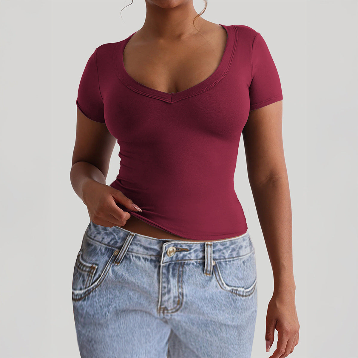 Women's Vacation Versatile Round Neck Sleeve Tops
