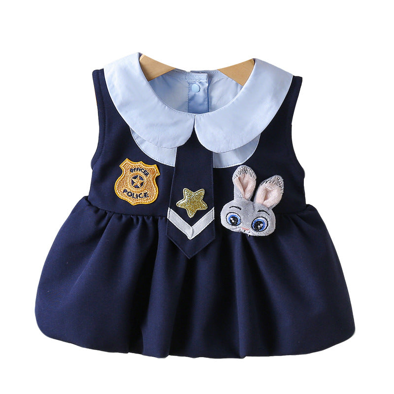 Western Style Jumpsuit Super Cute Sleeveless Rabbit Police Officer Lantern Jumpsuit, Climbing Suit
