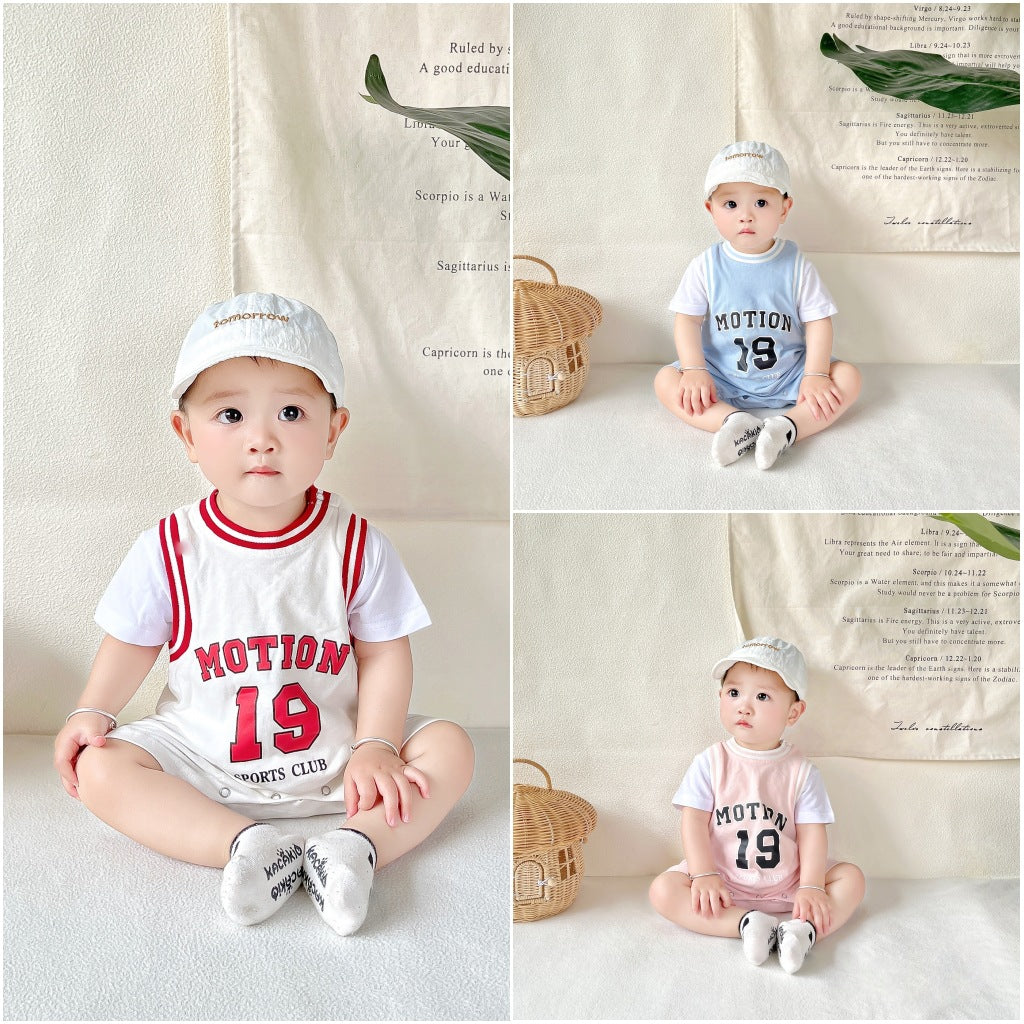 Women's & Men's Infant Rompers Summer Fake Two-piece Design Basketball Romper Going Jumpsuit, Climbing Suit