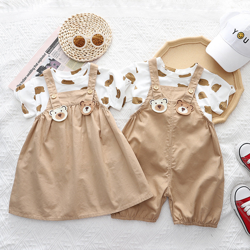 Children's Boys Suspender Summer Clothes Fashion Short Children's Suit