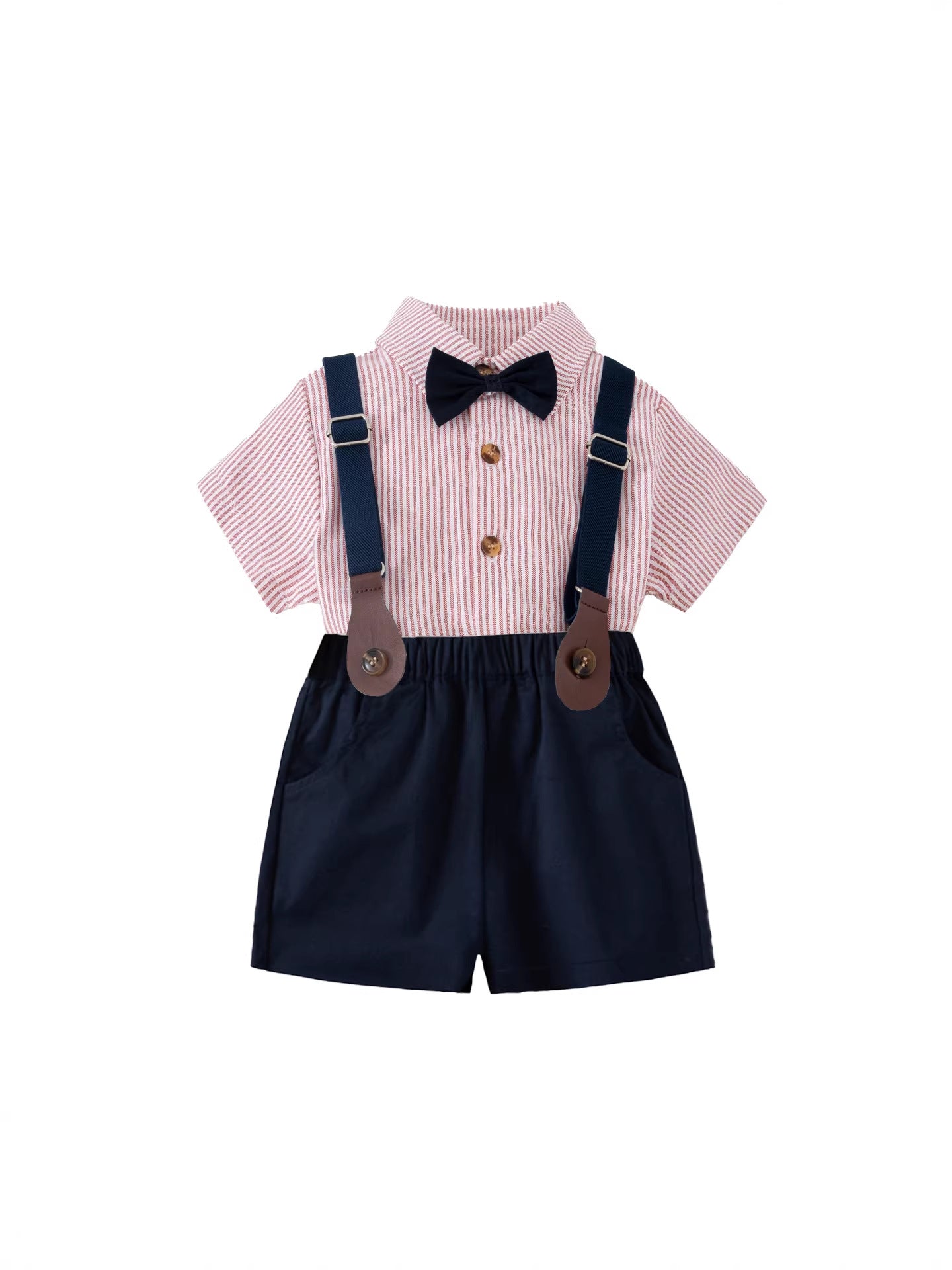 Children's Korean Style Little Master Overalls Dress Short Sleeve Children's Suit