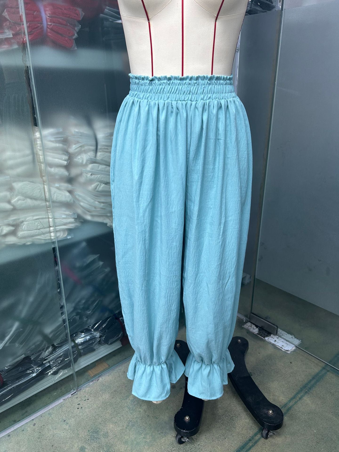Women's Summer Loose Cotton Linen Ruffled Bloomers Casual Pants
