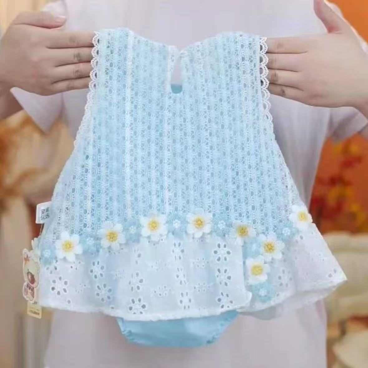 Children's Clothing Infant Summer Flower Cutout One-piece Thin Princess Rompers Jumpsuit, Climbing Suit