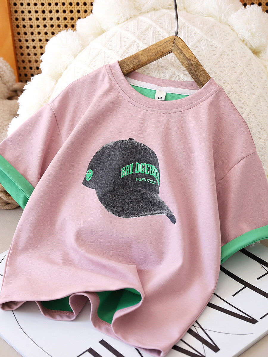Children's Summer Clothing Short-sleeved Top Middle Big Children's T-shirt