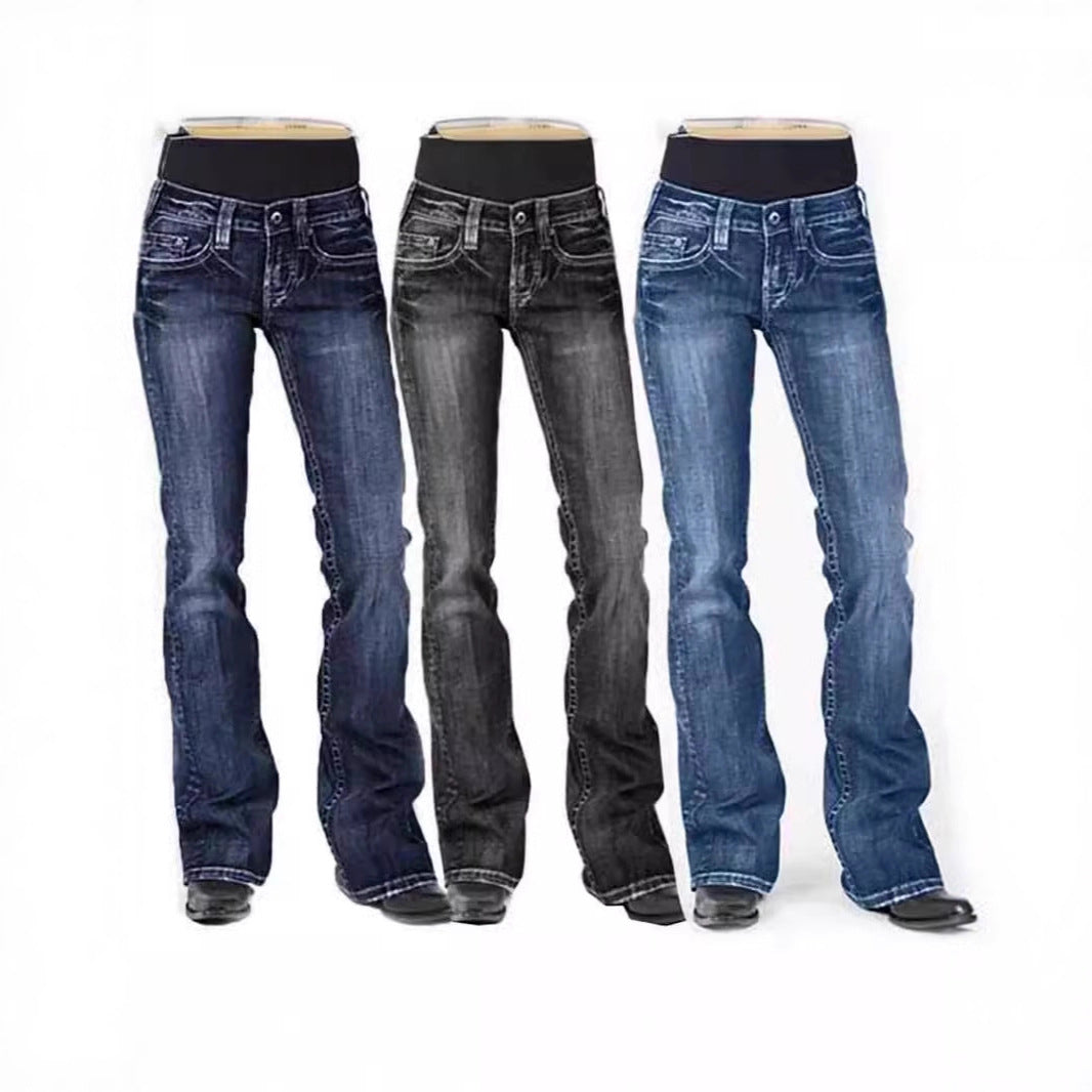 Charming Women's Embroidered Skinny Denim Trousers Women's Jeans