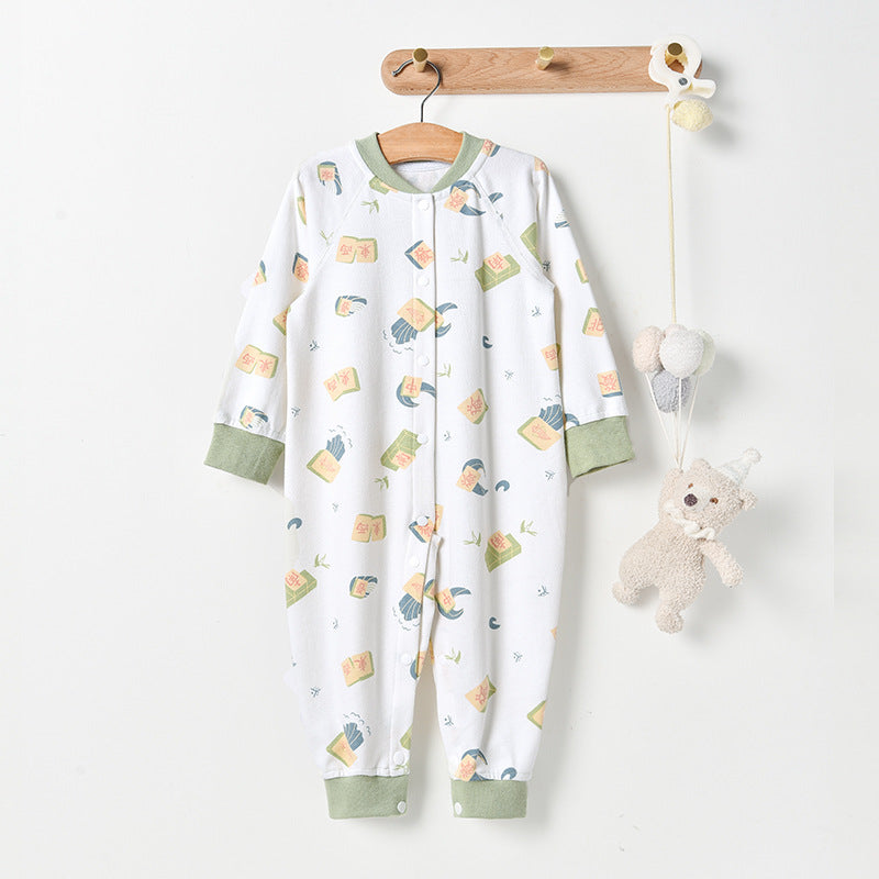 Children's Three Cotton Long-sleeved Jumpsuit Boneless Rompers Pajamas Outdoor Clothing Single Jumpsuit, Climbing Suit