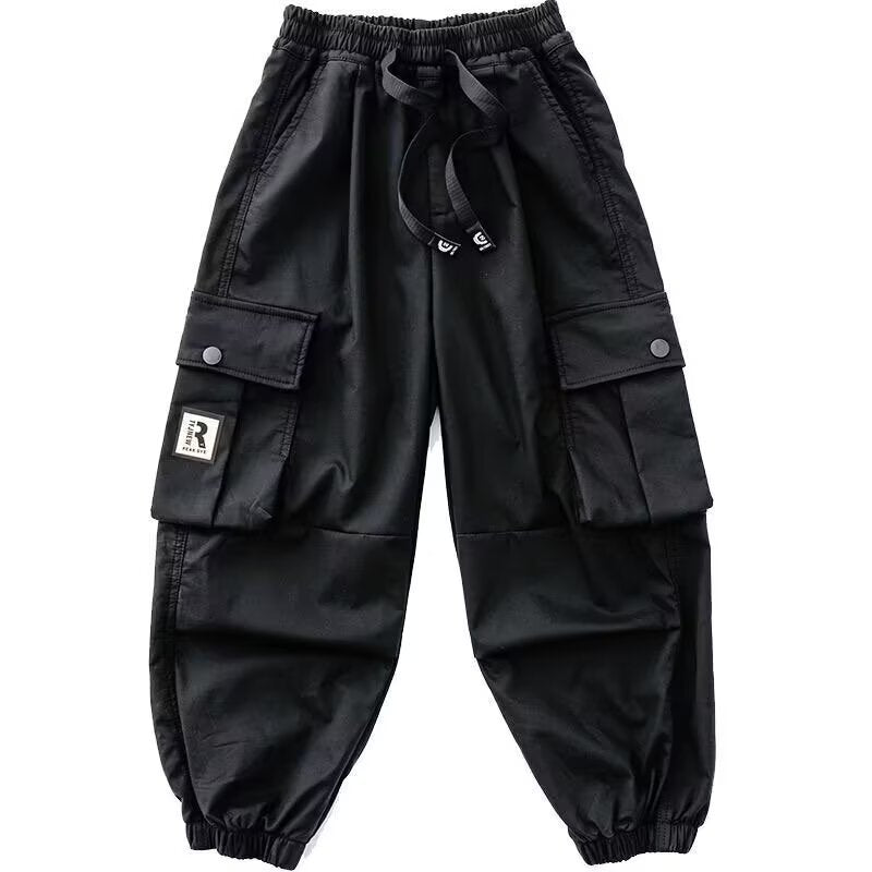 Children's Pocket Overalls Drawstring Loose Trousers Casual Western Children's Pants