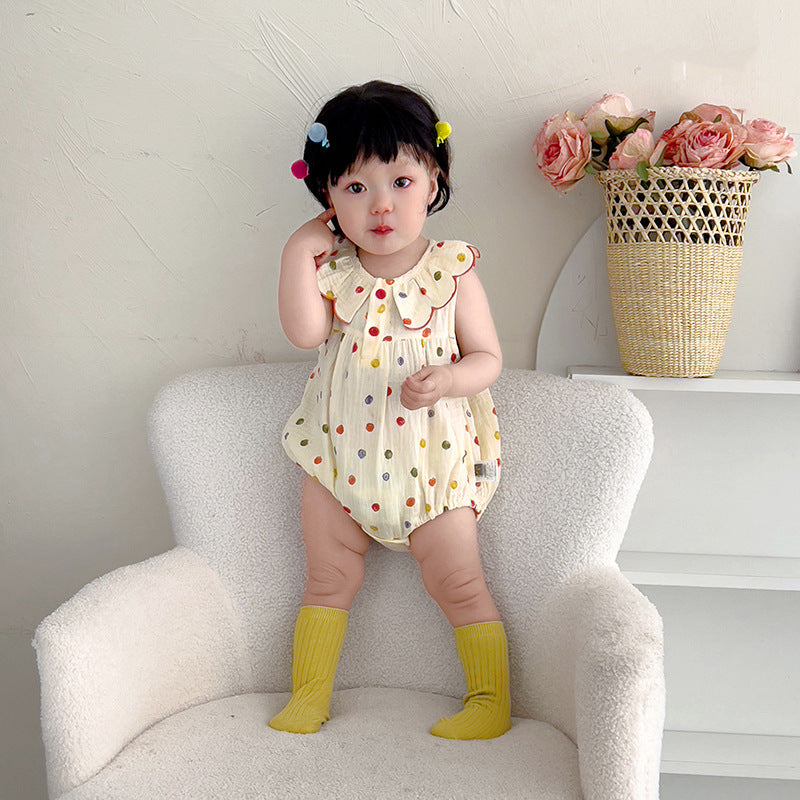 Children's Rompers Summer Clothing Sleeveless Triangle Polka Dot Born Jumpsuit, Climbing Suit