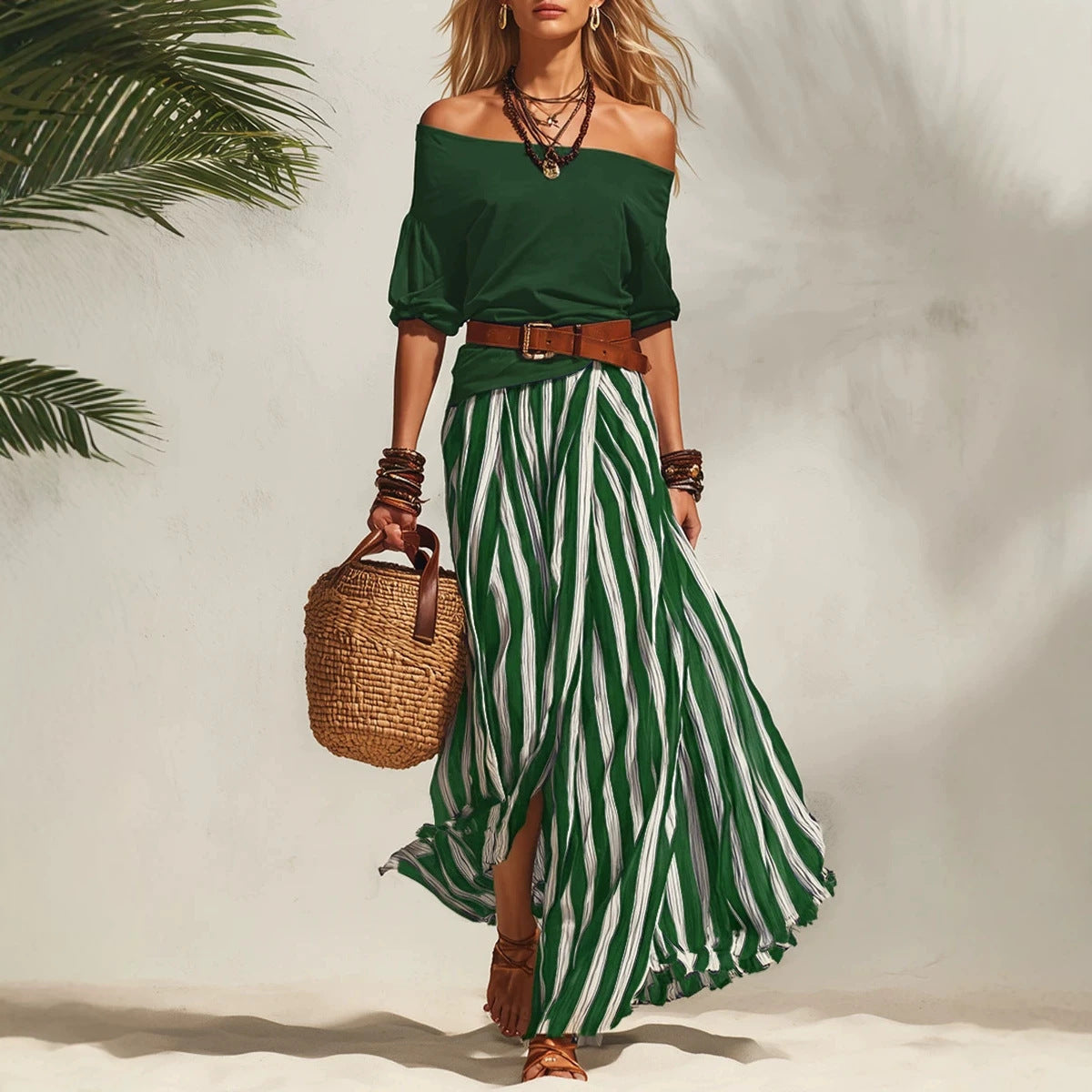 Women's Nautical Vacation Style Dress With Vents Tops