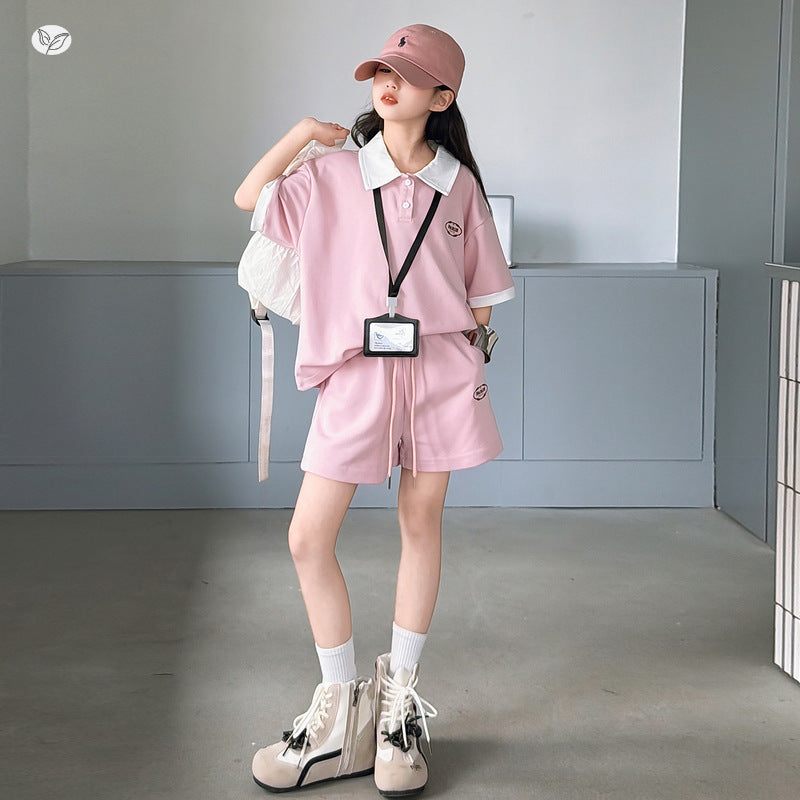 Children's Sportswear Summer Wear Medium Large Shirt Short Sleeve Shorts Loose Children's Suit