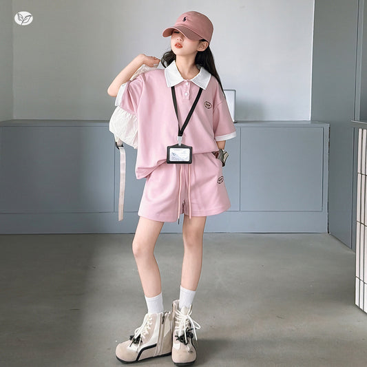 Children's Sportswear Summer Wear Medium Large Shirt Short Sleeve Shorts Loose Children's Suit