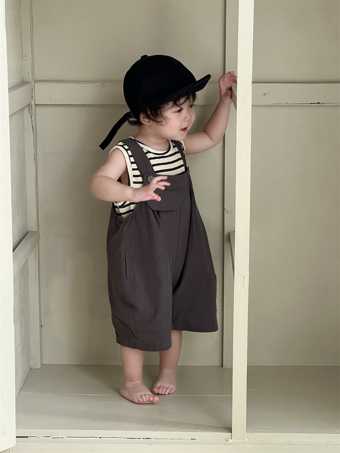 Children's Boy Summer Clothing Thin Clothes Korean Style Striped Children's Suit