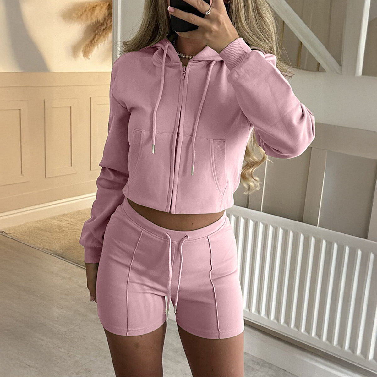 Women's Sports Long Sleeve Fleece Two-piece Fashion Casual Suit