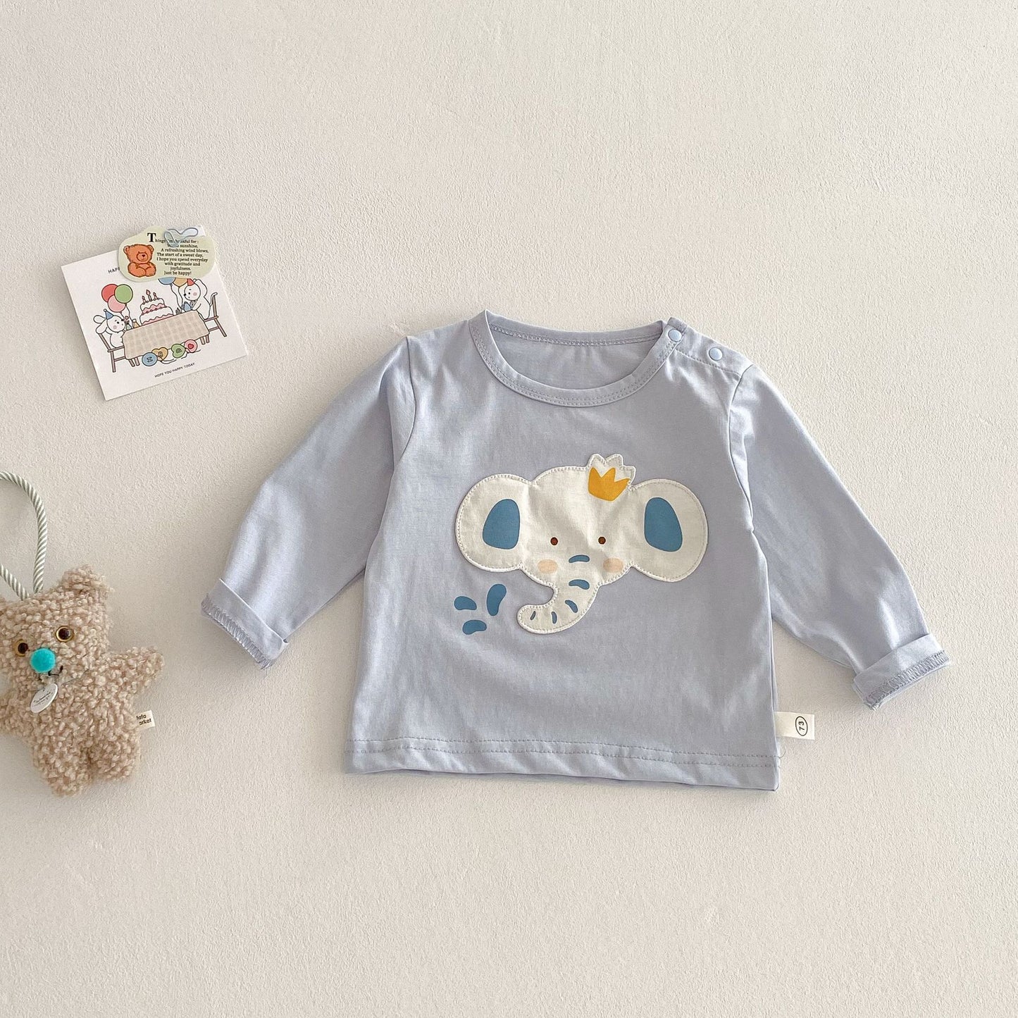 Children's Old Boy Korean Style Western Patch Bottoming Shirt Fashion Spring Children's T-shirt
