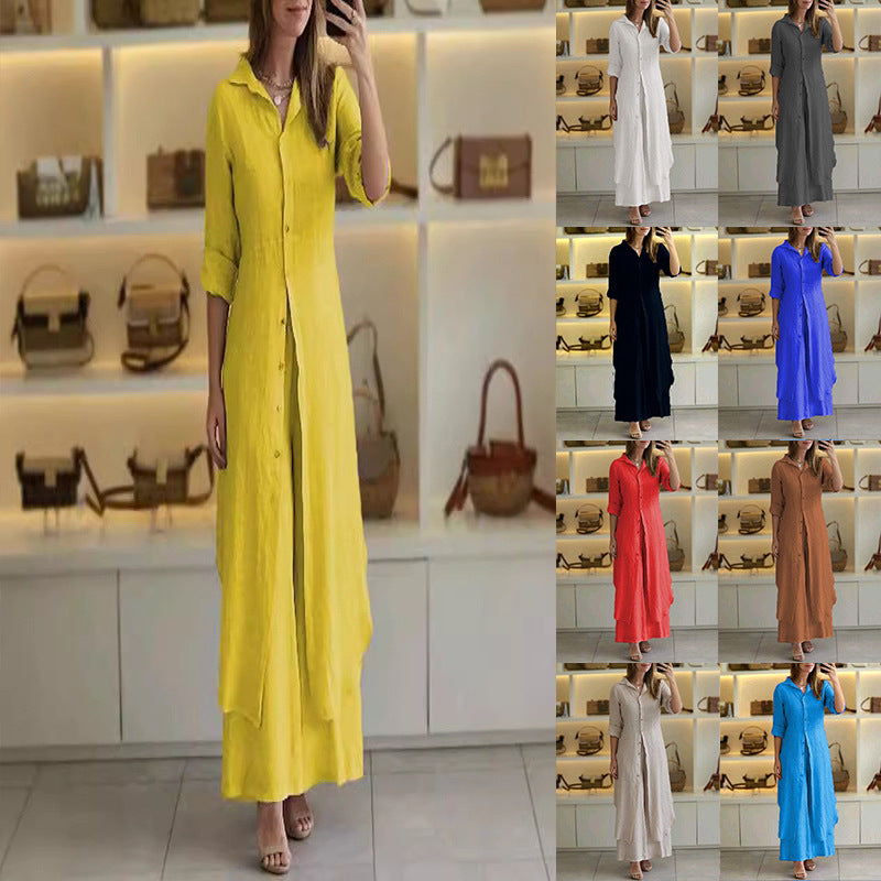 Women's Urban Elegant Cotton Linen Waisted Long-sleeved Fashion Casual Suit