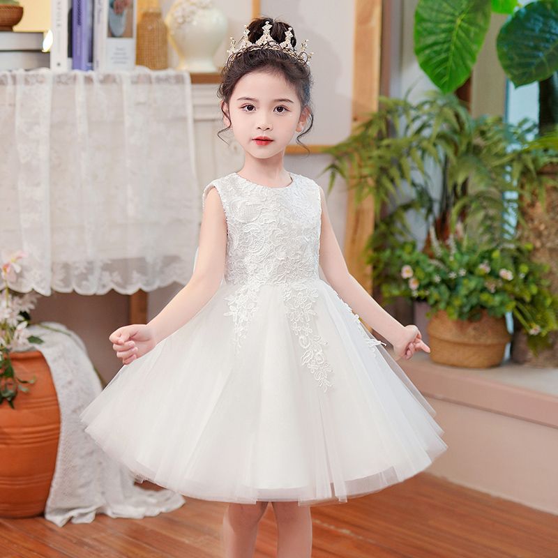 Children's Summer Princess Fashion Puffy White Gauzy Fashionable Vest Super Children's Dress