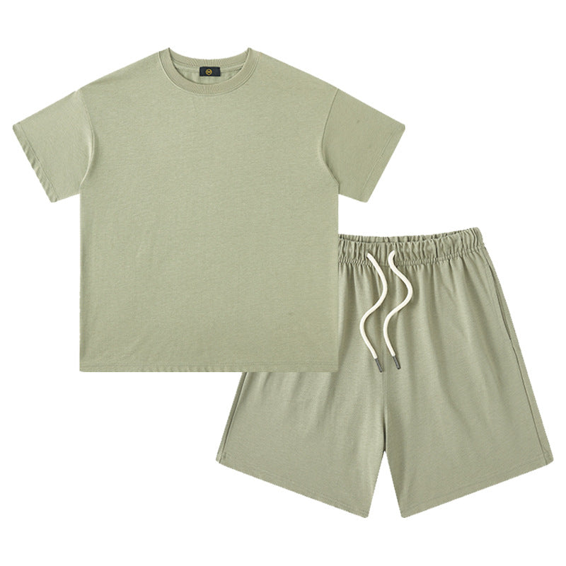 Women's & Men's Clothing Earth Color Heavy Short Sleeved T-shirt Children's Suit