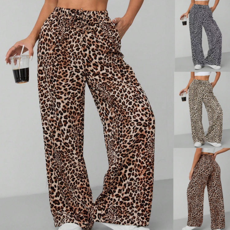 Casual Women's Leopard Print Fashion Trousers Casual Pants