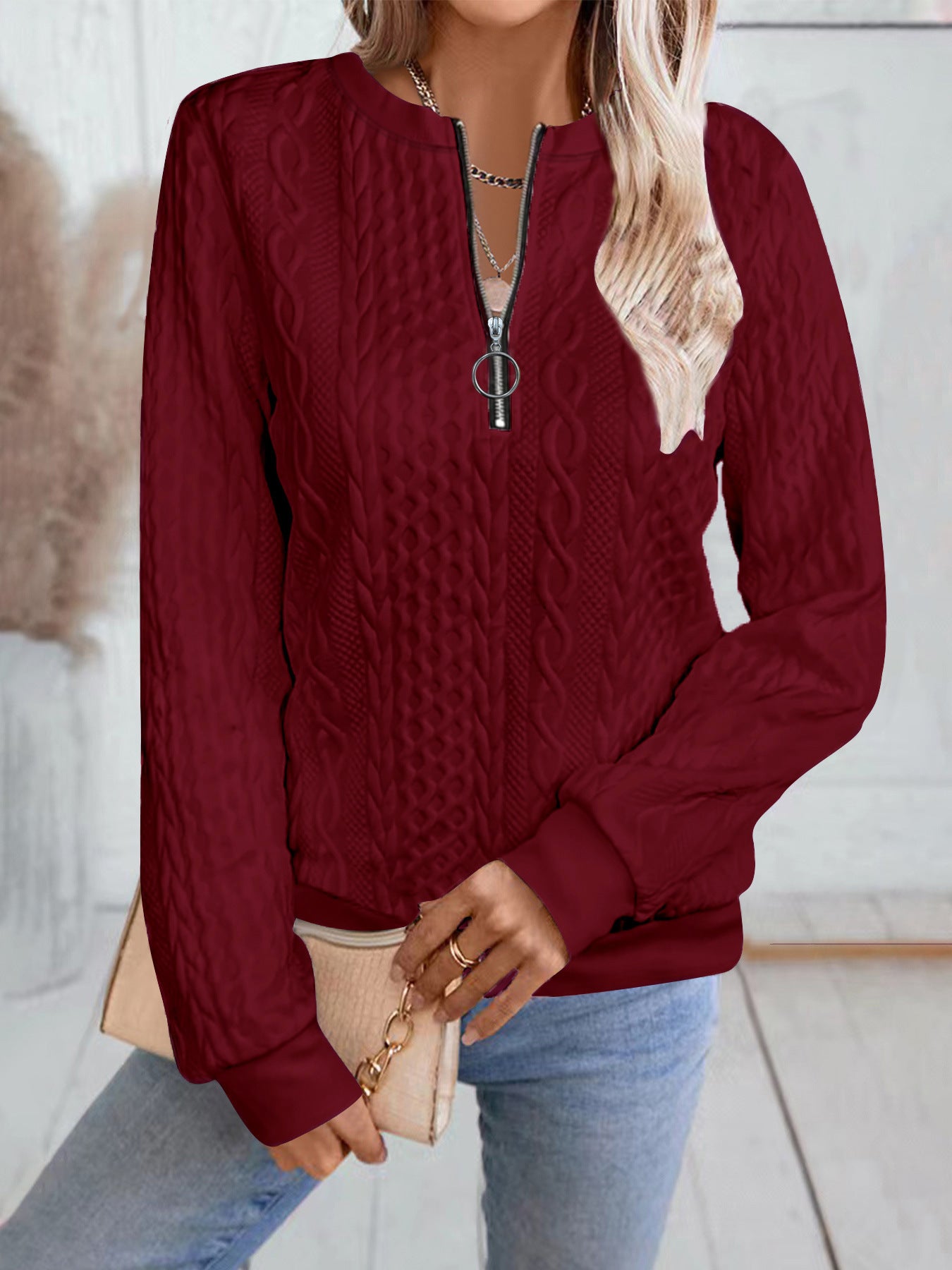 Innovative Popular Women's Casual Neckline Zipper Sweaters