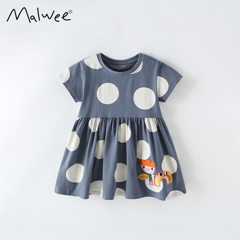 Children's Summer Casual Printed Short Sleeves Round Neck Children's Dress