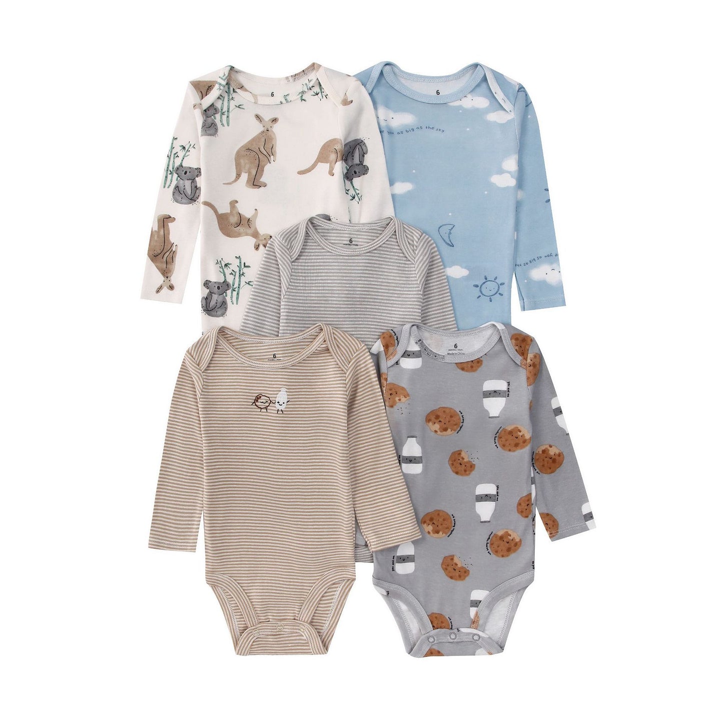 Children's Clothing Long-sleeved Triangle Romper Five Pieces Jumpsuit, Climbing Suit