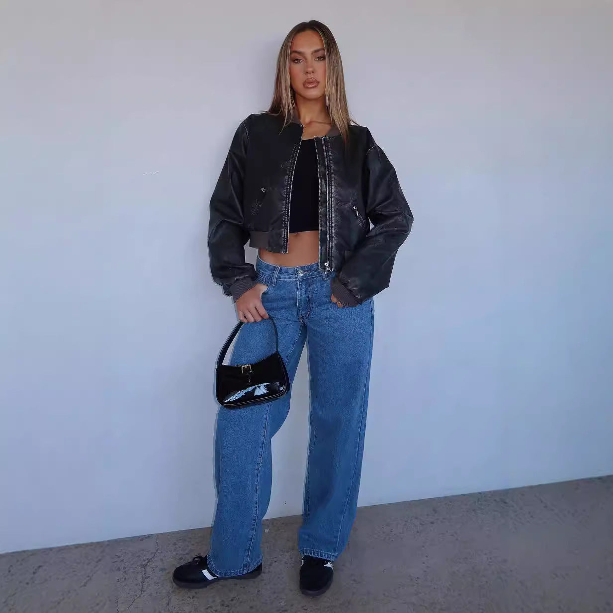 Hot Simple Straight Loose Denim Trousers Women's Jeans