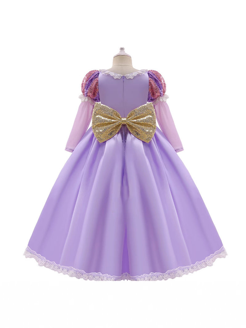 Children's Long Sleeve Frozen Shirt Festival Bow Clothing Hair Children's Dress
