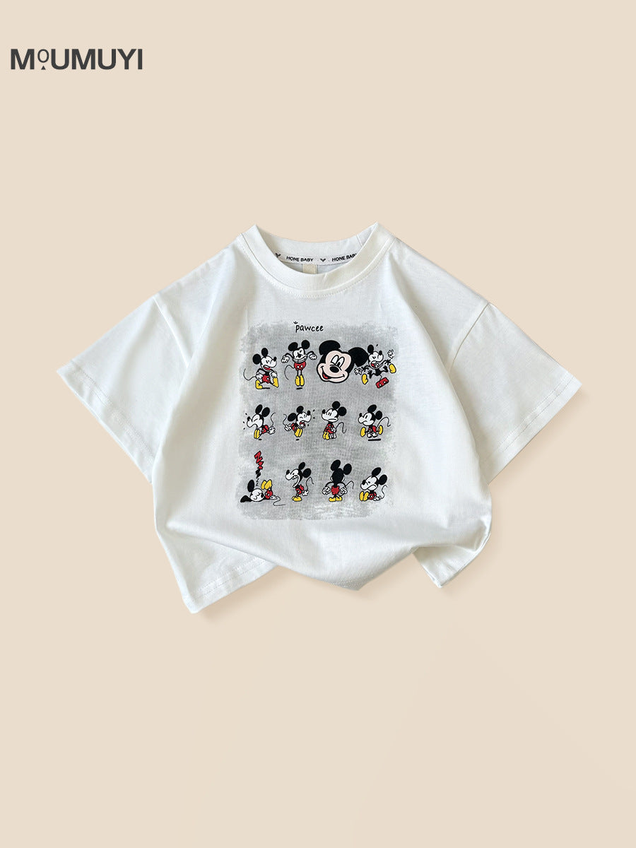Children's Short-sleeved Korean Style Casual Cartoon Printed Western Loose Children's T-shirt