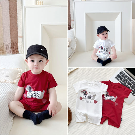 Children's Romper T-shirt Cartoon Printed Fashion Shorts Jumpsuit, Climbing Suit
