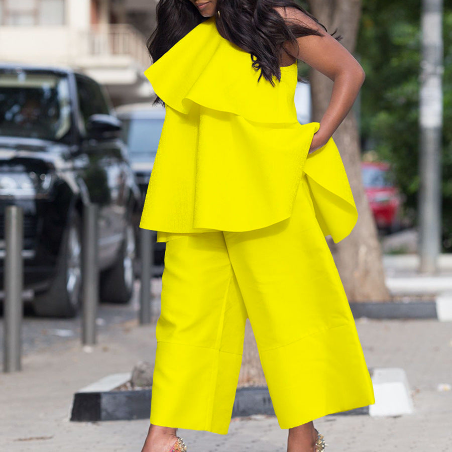 Women's Large Loose Cool Wide Leg Two-piece Fashion Casual Suit
