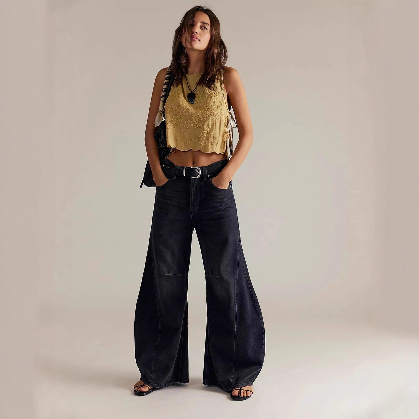 Women's Autumn Retro High Waist Wide Leg Women's Jeans