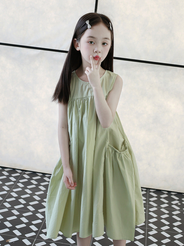 Children's Western Style Cotton Sleeveless Little Princess Children's Dress