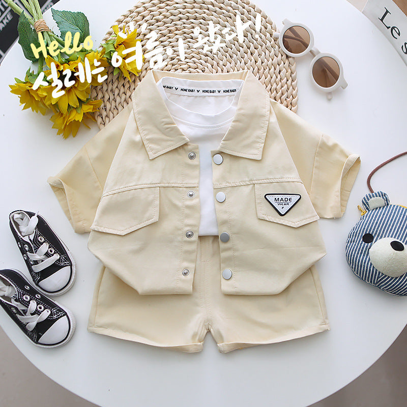 Summer Short Sleeve Shirt Outfit Handsome Infant Two-piece Children's Suit