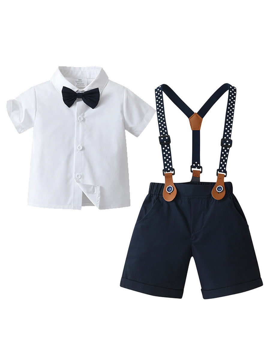 Children's Short-sleeved Suspender Pants Two-piece Dress Clothing Children's Suit