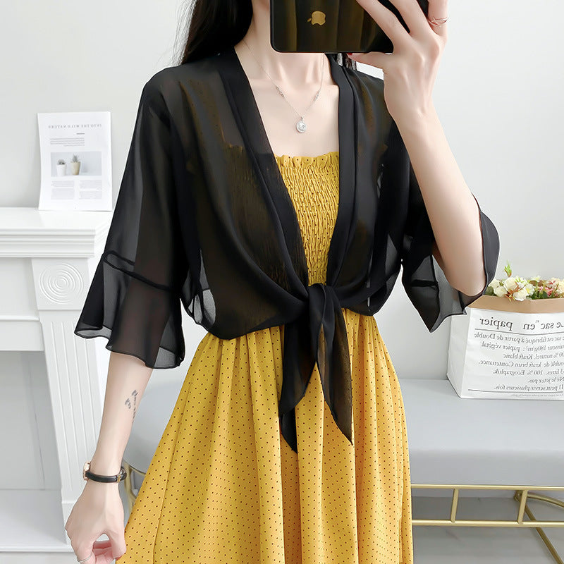Women's Summer French Style Long Sleeve Sunscreen Outerwear Shawl Air Conditioner Clothing