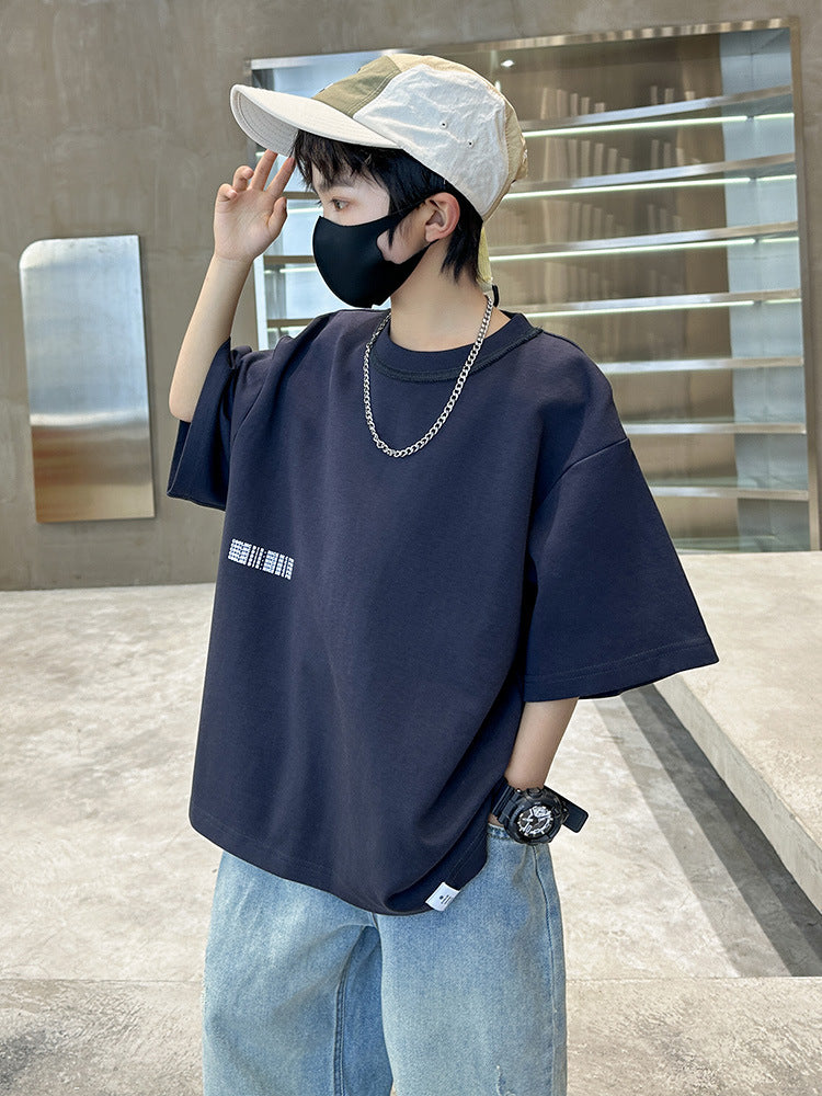 Children's Clothing Boy's Short-sleeved Big Boy Korean Fashion Cool Loose Top Children's T-shirt