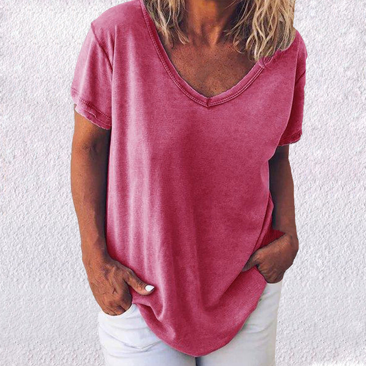 Women's Summer Loose Casual Fashion Simple Solid Color Women's T-shirt