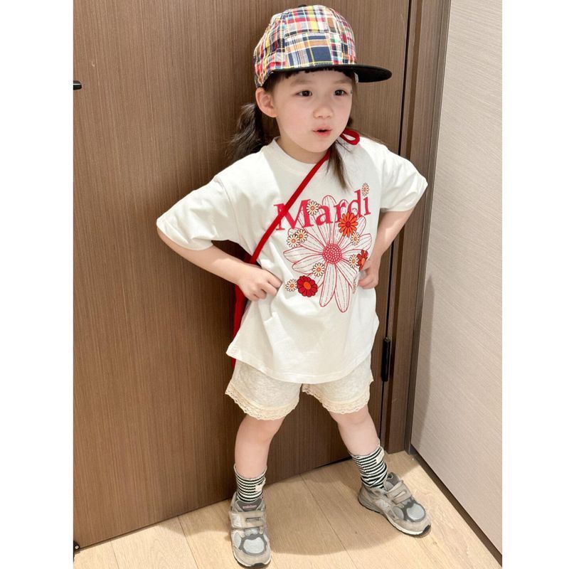 Children's Short-sleeved Western Style Fashion Daisy Blue Super Children's T-shirt