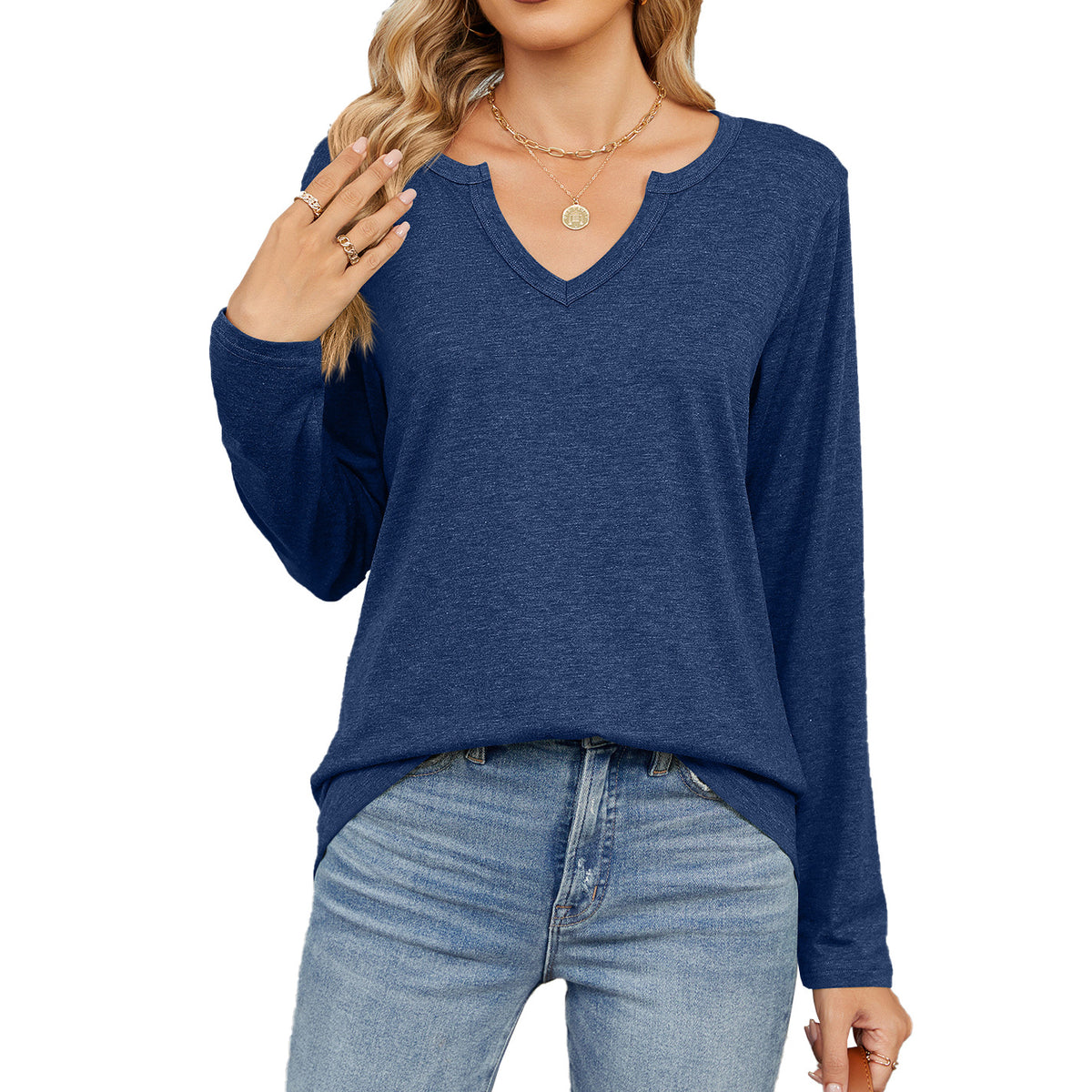 Women's Long Sleeve Loose Solid Color Women's T-shirt