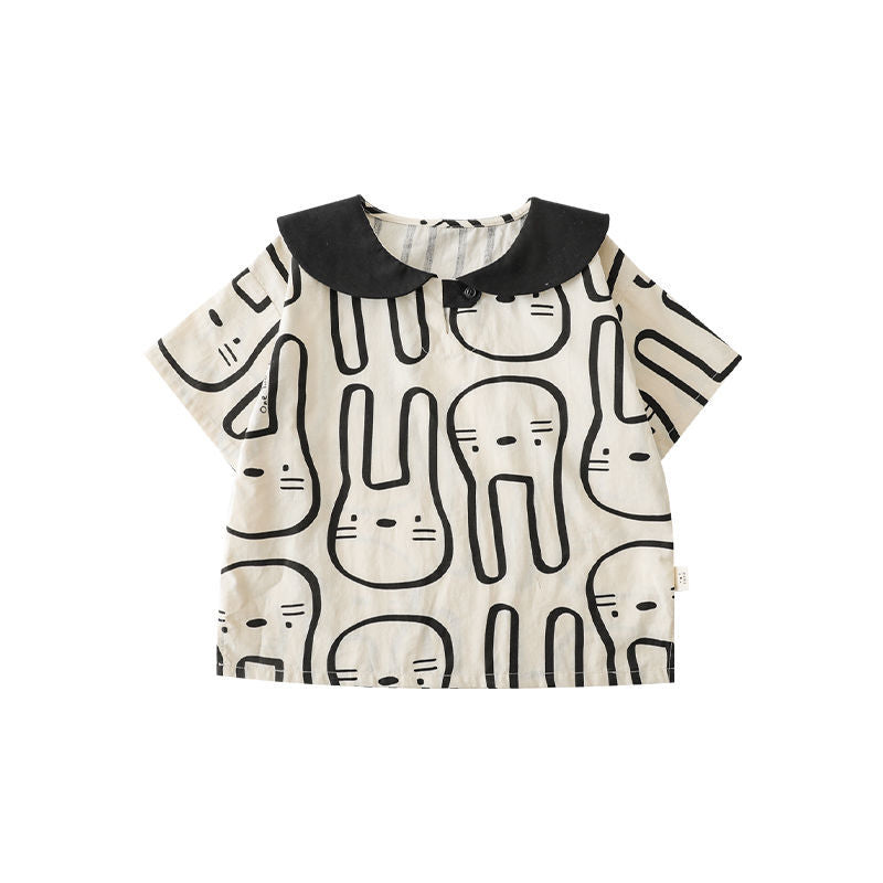 Children's Turn-down Doll Collar Summer Thin Top Children's T-shirt