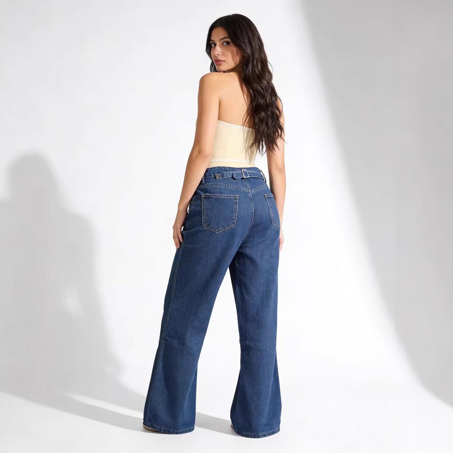 Women's Autumn Retro Washed Loose Casual High Jeans